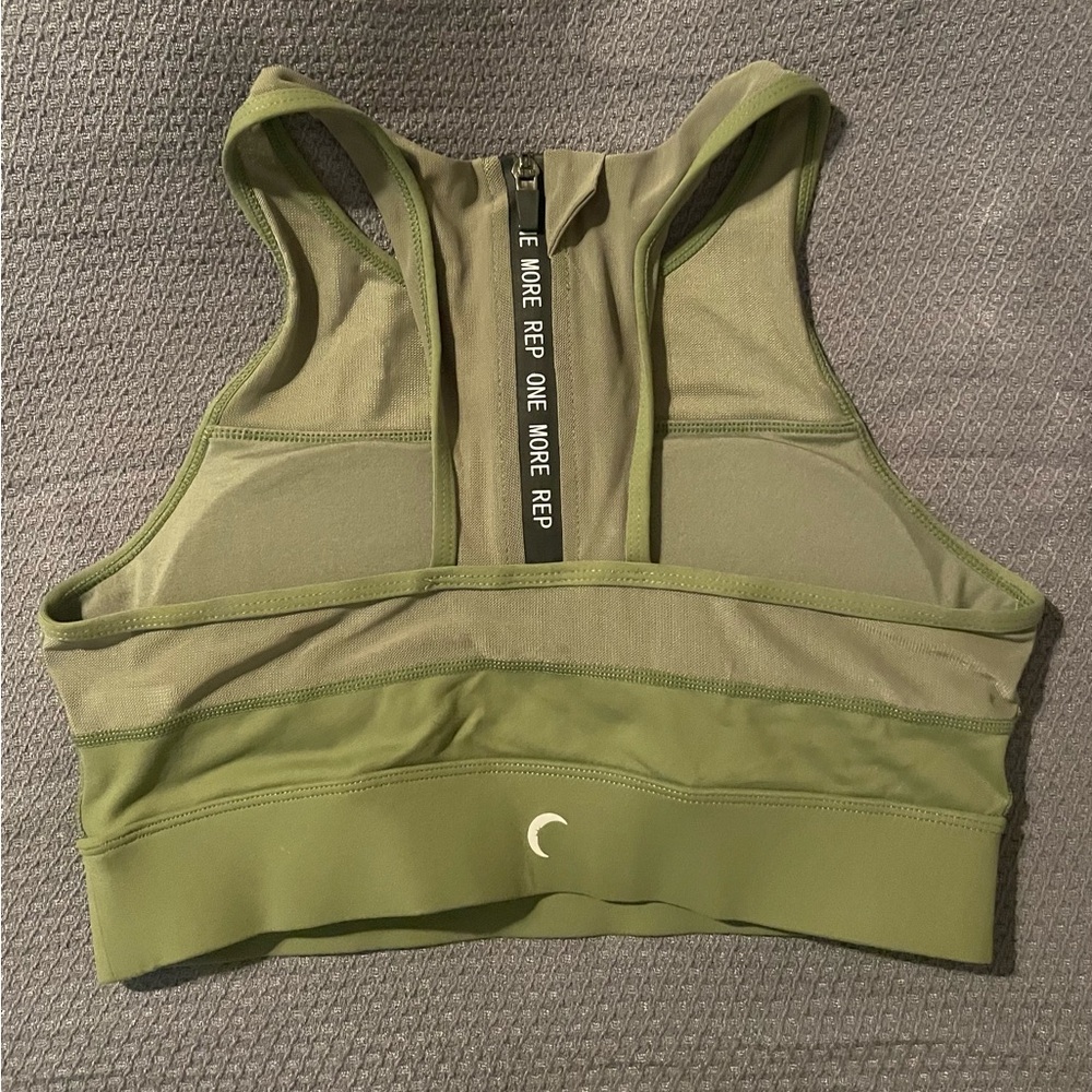ZYIA Olive Green High Neck Sports Bra with Racerback - Picture 2 of 7